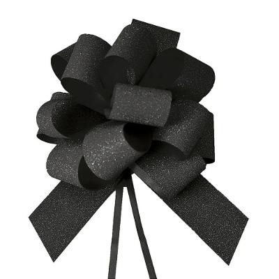 Laço Pronto Glitter 30mm Liso Preto - 10 Un