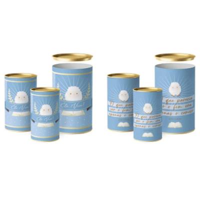 Lata Para Ovo Rígida 250g Páscoa Cordeirinho Composê 9x16,5cm - 12 Un
