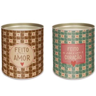 Lata Para Ovo Rígida 250g Páscoa Feito Com Amor Sweet Composê 9x16,5cm - 12 Un