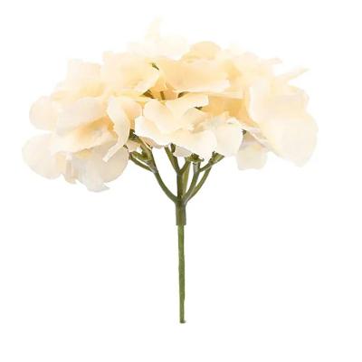 Flores Decorativas Permanentes - Hortênsia Com Haste 46cm Rosa Chá-verde - 6 Hastes