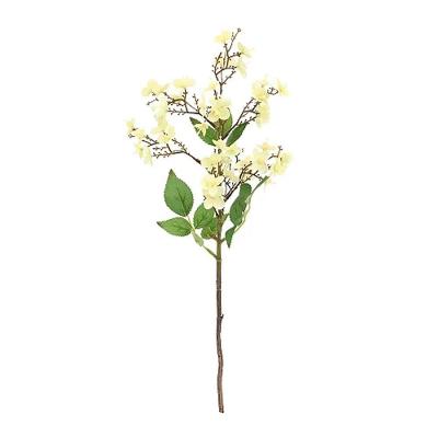Flores Decorativas Permanentes - Hortênsia Com Folha 50cm Amarelo-verde - 6 Hastes