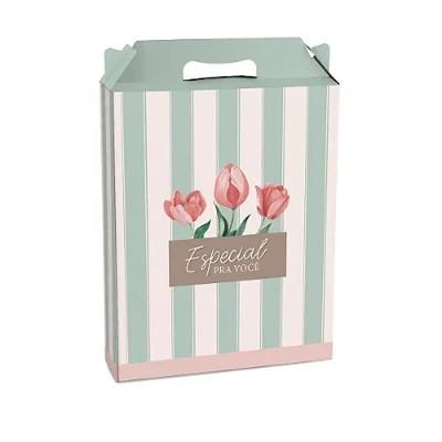 Kit Caixa Maleta Retangular Vertical Tulips M 18x7,5x21cm - 10 Un