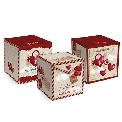 Kit Caixa Pop Amor Real 9x9x9cm - 10 Un