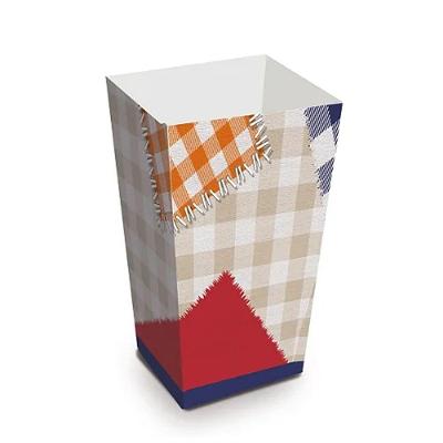 Caixa Para Pipoca Xadrez Junino 6x6x12,5cm - 10 Un
