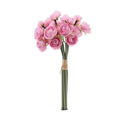 Flores Decorativas Permanentes - Ramalhete De Mini Rosas X19 32cm Rosa - 1 Ramalhete