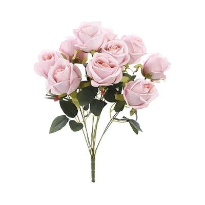 Flores Decorativas Permanentes - Buquê De Rosas X11 49cm Lilás - 1 Buquê
