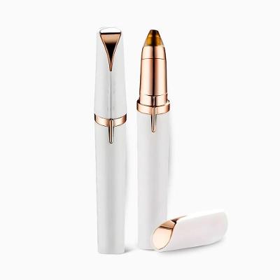 Caneta Depiladora Branca Design Portátil Com Recarregamento Usb E Led Embutido Para Sobrancelhas Com Ponta De Pressão