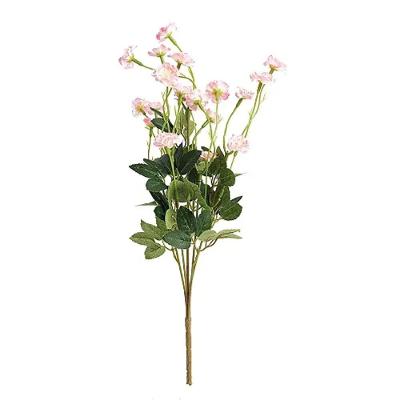 Flores Decorativas Permanentes - Haste De Mini Rosas X23 45cm Rosa - 6 Hastes