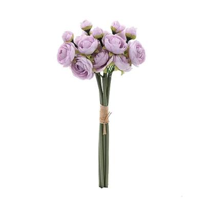 Flores Decorativas Permanentes - Ramalhete De Mini Rosas X19 32cm Lilás - 1 Ramalhete