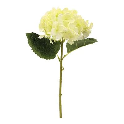 Flores Decorativas Permanentes - Hortênsia Com Folhas 37cm Verde - 6 Hastes