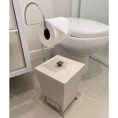Kit 2 Lixeiras Com Suporte De Papel Higiênico - Stolf Areia