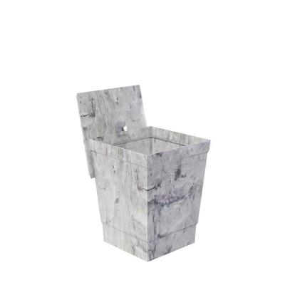 Lixeira Para Banheiro De Plástico Com Tampa - Stolf Mármore Branco