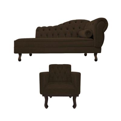 Kit Diva Recamier Diana 120cm Lado Esquerdo E 01 Poltrona Classic Corano - Amarena Móveis Cor Marrom