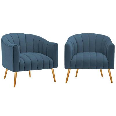Kit 2 Poltronas Decorativas Sala De Estar Recepção Senna Linho - Amarena Móveis Cor Azul Royal