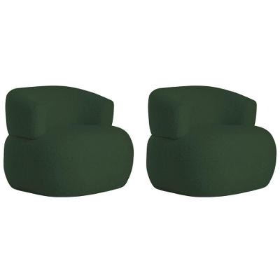 Kit 2 Poltronas Decorativa Sala De Estar Recepção Suiça Linho - Amarena Móveis Cor Verde