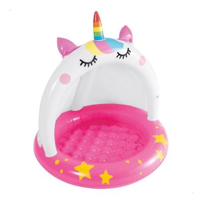 Piscina Inflável Unicórnio Infantil Com Cobertura 45 Litros Intex