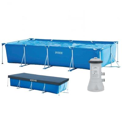 Piscina Estrutural Retangular 7.127 Litros Com Filtro 110v + Capa Pvc Armação Intex