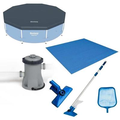 Kit Filtro 1.250 Litros-hora 110v + Capa 305 Estrutural + Forro + Kit Limpeza Bestway