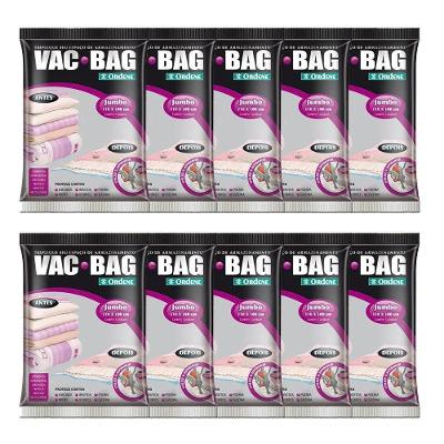 10 Saco Vácuo Jumbo Organizador Roupa Vac Bag 110x100 Ordene