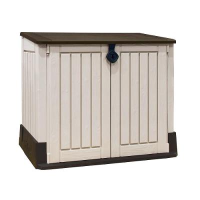 Armário Baú Depósito 880l Multiuso Externo Store Midi Modular Bege E Marrom Keter