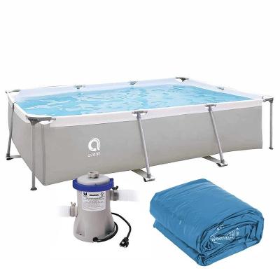 Piscina Estrutural Retangular 3701 Litros Forro E Bomba Filtrante Avenli Jilong 220v