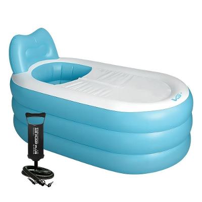 Banheira Inflável Portátil Com Encosto 150l Vg Plus Azul