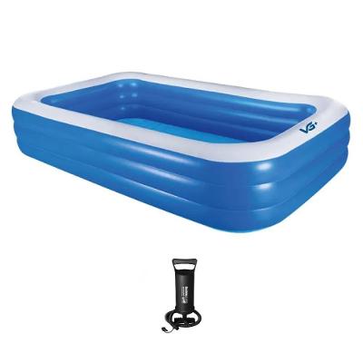 Piscina Inflável Retangular Azul 540 Litros 180 Cm Pvc Com Bomba Vg+