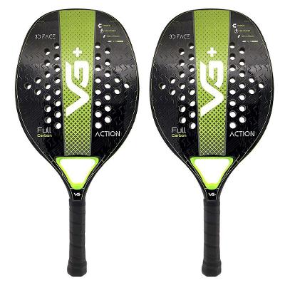 Kit Com 2 Raquetes De Beach Tennis Classic Full Carbon Verde Vg Plus