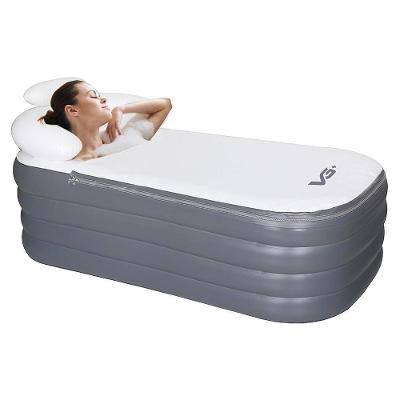 Banheira Ofurô Inflável Adulto Dobrável 120l Com Bomba Elétrica Bivolt Vg Plus Cinza