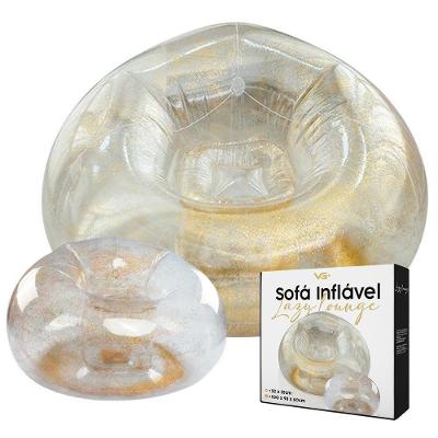 Poltrona Inflável Lazy Lounge Glitter Com Puff Vg Plus Gold