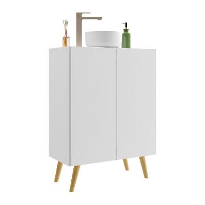 Gabinete Banheiro 2 Portas Retrô 63Cm Multimóveis V5006 Branco/Natural Branco/Natural