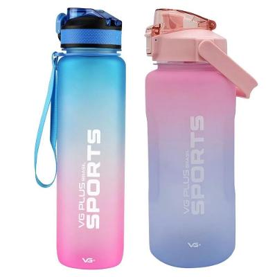 Kit 2 Garrafas Squeeze Plástico 2l + 1l Academia Vg+ Azul-rosa