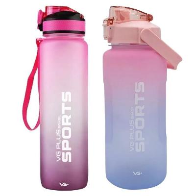 Kit 2 Garrafas Squeeze Plástico 2l + 1l Academia Vg+ Rosa-rosa
