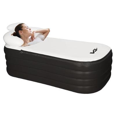 Banheira Ofurô Inflável Adulto Dobrável 120l Com Bomba Elétrica Bivolt Vg Plus Preta