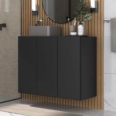 Gabinete Banheiro 3 Portas Suspenso 90Cm Multimóveis Mp5029 Preto