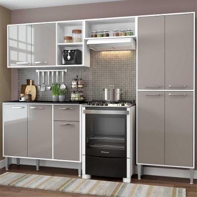 Cozinha Compacta Com Armário E Balcão Xangai Multimóveis Vm2840 Branca/Lacca Fumê Branco/Lacca Fumê