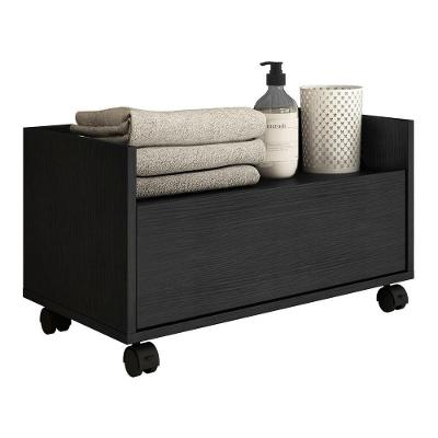 Balcão Gabinete Banheiro Com Rodízios 80Cm Multimóveis V2608 Preto Preto