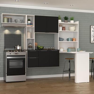 Cozinha Compacta Com Mesa Dobrável Multimóveis Branca/preta