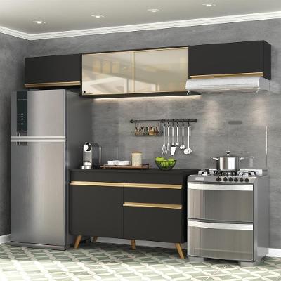 Cozinha Compacta 4 peças Armário e Balcão Veneza Gb Preta