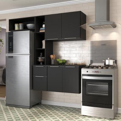 Cozinha Compacta com Armário e Balcão Multimóveis Preta