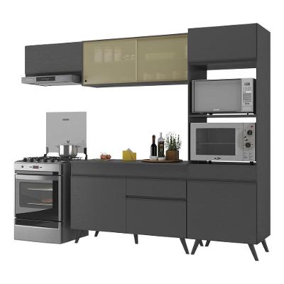 Armário De Cozinha Compacta 252cm Veneza Multimóveis Preto