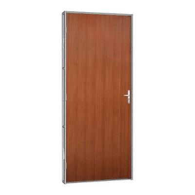 Porta De Madeira Mogno Com Batente De Aço Silver 61x215 R120 Abertura Direita Prata