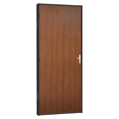 Porta De Madeira Mogno Com Batente De Aço Tradição 73x215 R120 Abertura Esquerda