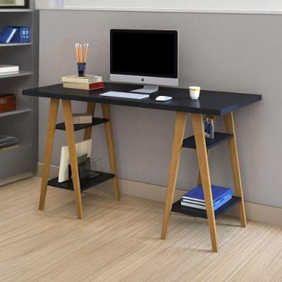 Mesa Escrivaninha Cavalete Mdf Pinus Organização Compacta