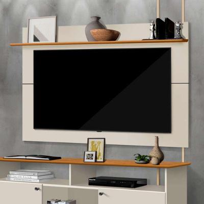 Painel Para Tv Até 55 Polegadas Versátil 100% Mdf 1 Prateleira Simples Off White / Nature