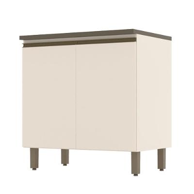 Balcão 2 Portas 80cm Connect Off White-duna Com Tampo Cooktop - Móveis Henn Off White-duna