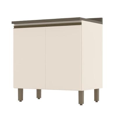 Balcão 2 Portas 80cm Off White-duna Com Tampo Connect - Móveis Henn Off White-duna