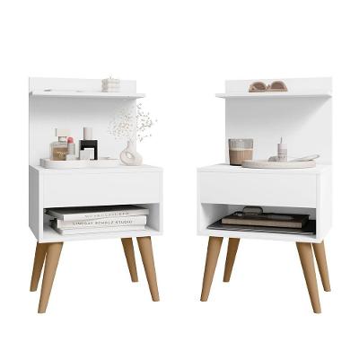 Kit 2 Mesinhas De Cabeceira Moderna Com Gaveta E Prateleira Kosovo Branco