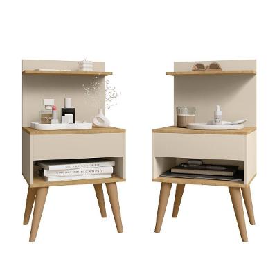 Kit 2 Mesinhas De Cabeceira Moderna Com Gaveta E Prateleira Kosovo Off White