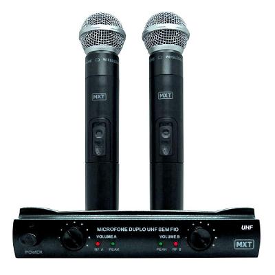 Microfone Mxt Sem Fio Duplo Uhf302 Maleta Freq 685,8-690,3mhz
